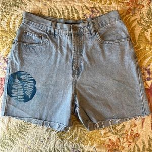 Upcycled sun-printed vintage denim shorts